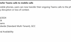 Calls from Teams should be transferred to mobile.
